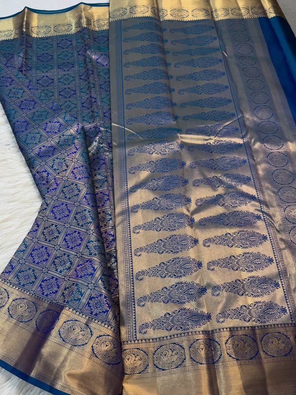 Blue Kanjivaram Silk Saree | Traditional Wedding Wear