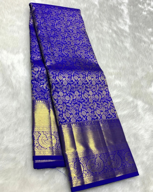 Blue Kanjivaram Silk Saree | Wedding & Reception Wear