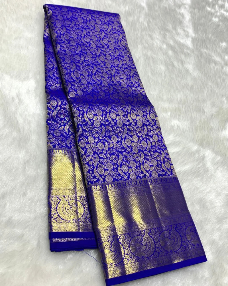Blue Kanjivaram Silk Saree | Wedding & Reception Wear