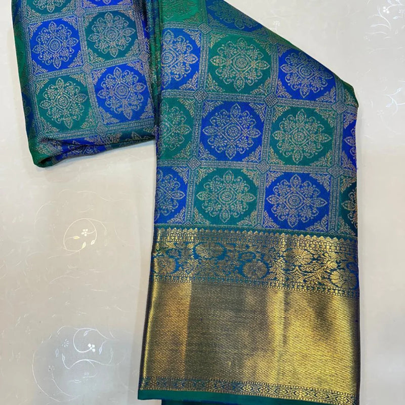 Blue Kanjivaram Silk Saree | Wedding & Reception Wear
