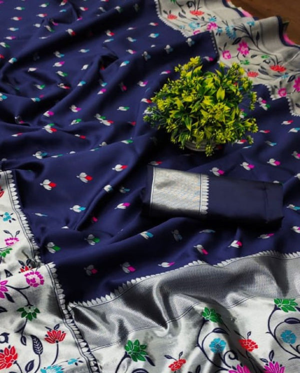 Blue Paithani Silk Saree | Traditional Wedding Wear