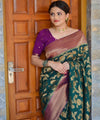 Bottle Green Banarasi Silk Saree | Festival & Ceremony Wear