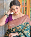Bottle Green Banarasi Silk Saree | Festival & Ceremony Wear
