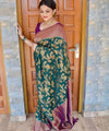 Bottle Green Banarasi Silk Saree | Festival & Ceremony Wear