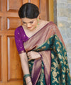 Bottle Green Banarasi Silk Saree | Festival & Ceremony Wear