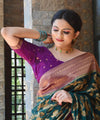 Bottle Green Banarasi Silk Saree | Festival & Ceremony Wear