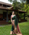 Bottle Green Banarasi Silk Saree | Festive & Party Wear