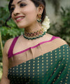 Bottle Green Banarasi Silk Saree | Festive & Party Wear