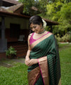 Bottle Green Banarasi Silk Saree | Festive & Party Wear
