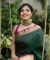 Bottle Green Banarasi Silk Saree | Festive & Party Wear