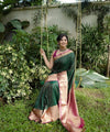 Bottle Green Banarasi Silk Saree | Festive & Party Wear