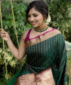 Bottle Green Banarasi Silk Saree | Festive & Party Wear