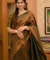 Bottle Green Banarasi Silk Saree | Festive & Party Wear