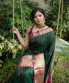 Bottle Green Banarasi Silk Saree | Festive & Party Wear