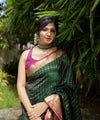 Bottle Green Banarasi Silk Saree | Festive & Party Wear