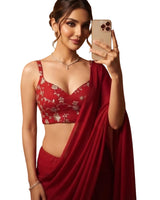 Bright Red Bollywood Designer Saree | Party & Festive Wear