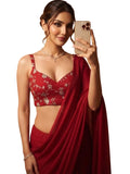 Bright Red Bollywood Designer Saree | Party & Festive Wear