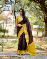 Brown Banarasi Silk Saree | Traditional Zari Weave