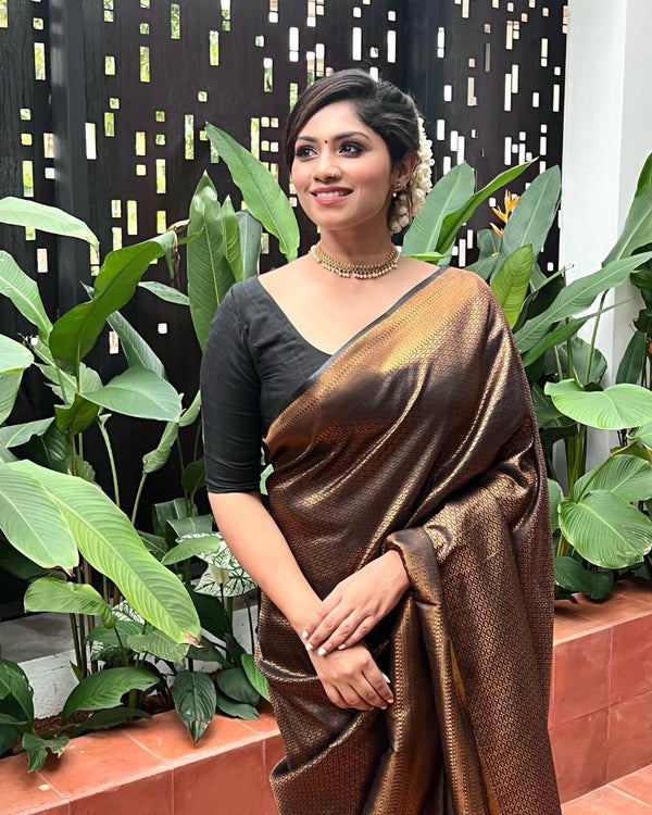 Brown Banarasi Silk Saree | Wedding & Festive Wear