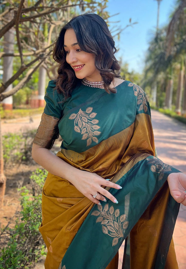Brown Banarasi Silk Saree | Wedding & Festive Wear