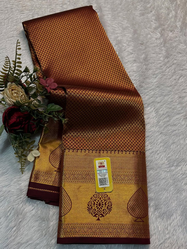 Brown Kanjivaram Silk Saree | Festival & Ceremony Wear
