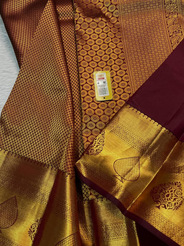 Brown Kanjivaram Silk Saree | Festival & Ceremony Wear