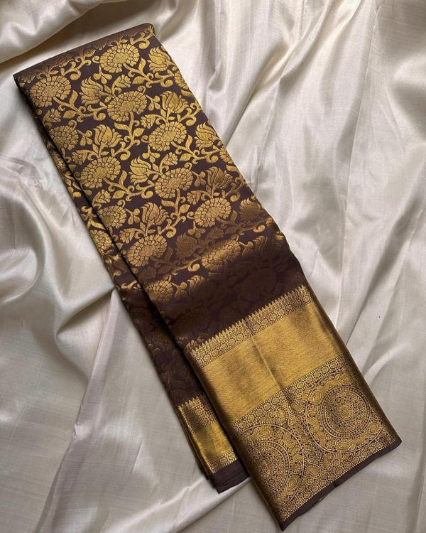 Brown Kanjivaram Silk Saree | Traditional Wedding Wear