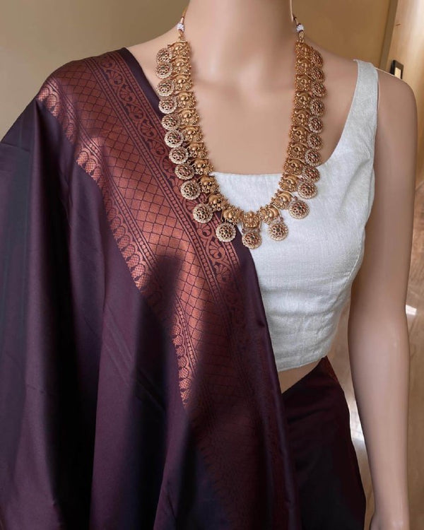 Coffee Banarasi Silk Saree | Bridal & Festive Wear