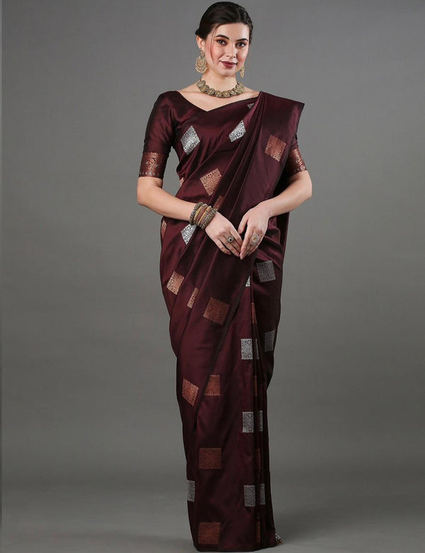 Coffee Banarasi Silk Saree | Festival & Ceremony Wear