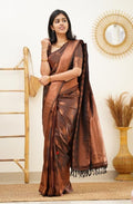 Coffee Jacquard Silk Saree | Ethnic Wear for Women
