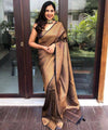 Coffee Jacquard Silk Saree | Rich Zari Border Saree