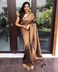 Coffee Jacquard Silk Saree | Rich Zari Border Saree