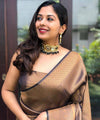 Coffee Jacquard Silk Saree | Rich Zari Border Saree