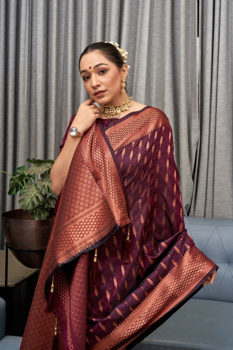 Coffee Kanjivaram Silk Saree | Ethnic Wear for Women