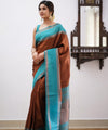 Coffee Kanjivaram Silk Saree | Traditional Zari Weave