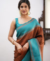 Coffee Kanjivaram Silk Saree | Traditional Zari Weave
