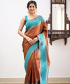 Coffee Kanjivaram Silk Saree | Traditional Zari Weave