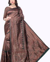 Copper Brown Jacquard Silk Saree | Festival & Ceremony Wear