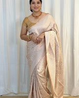 Cream Banarasi Silk Saree | Bridal & Festive Wear