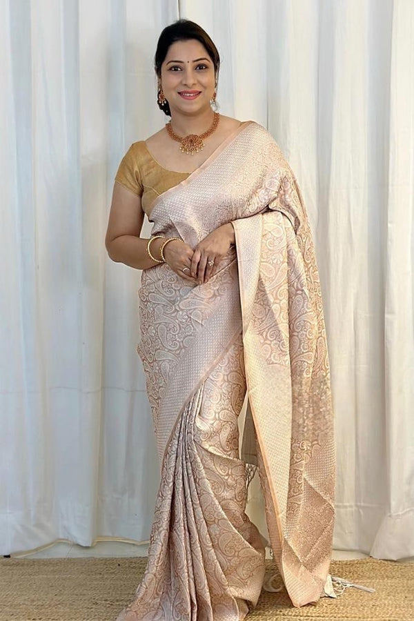 Cream Banarasi Silk Saree | Bridal & Festive Wear