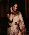 Cream Banarasi Silk Saree | Bridal & Festive Wear