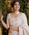 Cream Banarasi Silk Saree | Bridal & Festive Wear