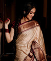 Cream Banarasi Silk Saree | Bridal & Festive Wear