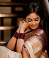 Cream Banarasi Silk Saree | Bridal & Festive Wear