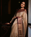 Cream Banarasi Silk Saree | Bridal & Festive Wear