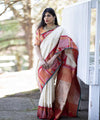 Cream Banarasi Silk Saree | Durga Puja Special