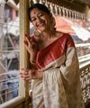 Cream Banarasi Silk Saree | Durga Puja Special