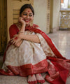 Cream Banarasi Silk Saree | Durga Puja Special