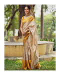 Cream Banarasi Silk Saree | Ethnic Wear for Women