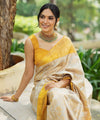 Cream Banarasi Silk Saree | Ethnic Wear for Women